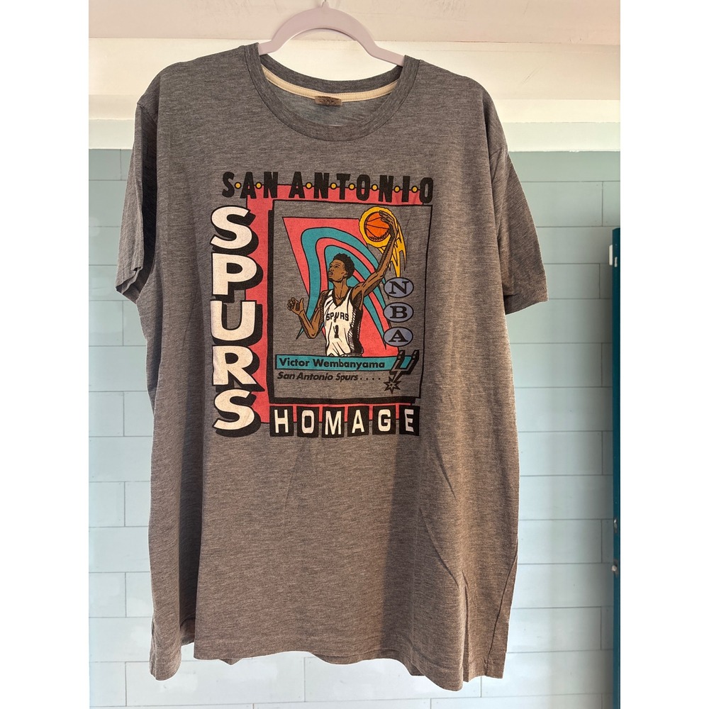 Homage San Antonio Spurs Victor Wembanyama NBA Graphic T-Shirt Gray XXL